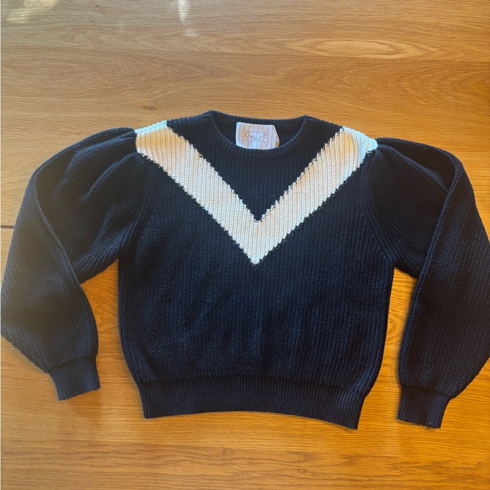 Victor Glemaud Black and Cream Chevron Sweater